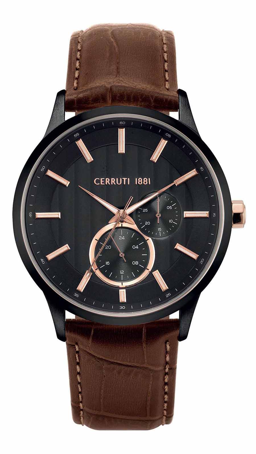 Cerruti 1881 Carzano Brown Leather Strap Watch CRA20803